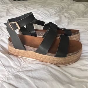 Black platform sandals